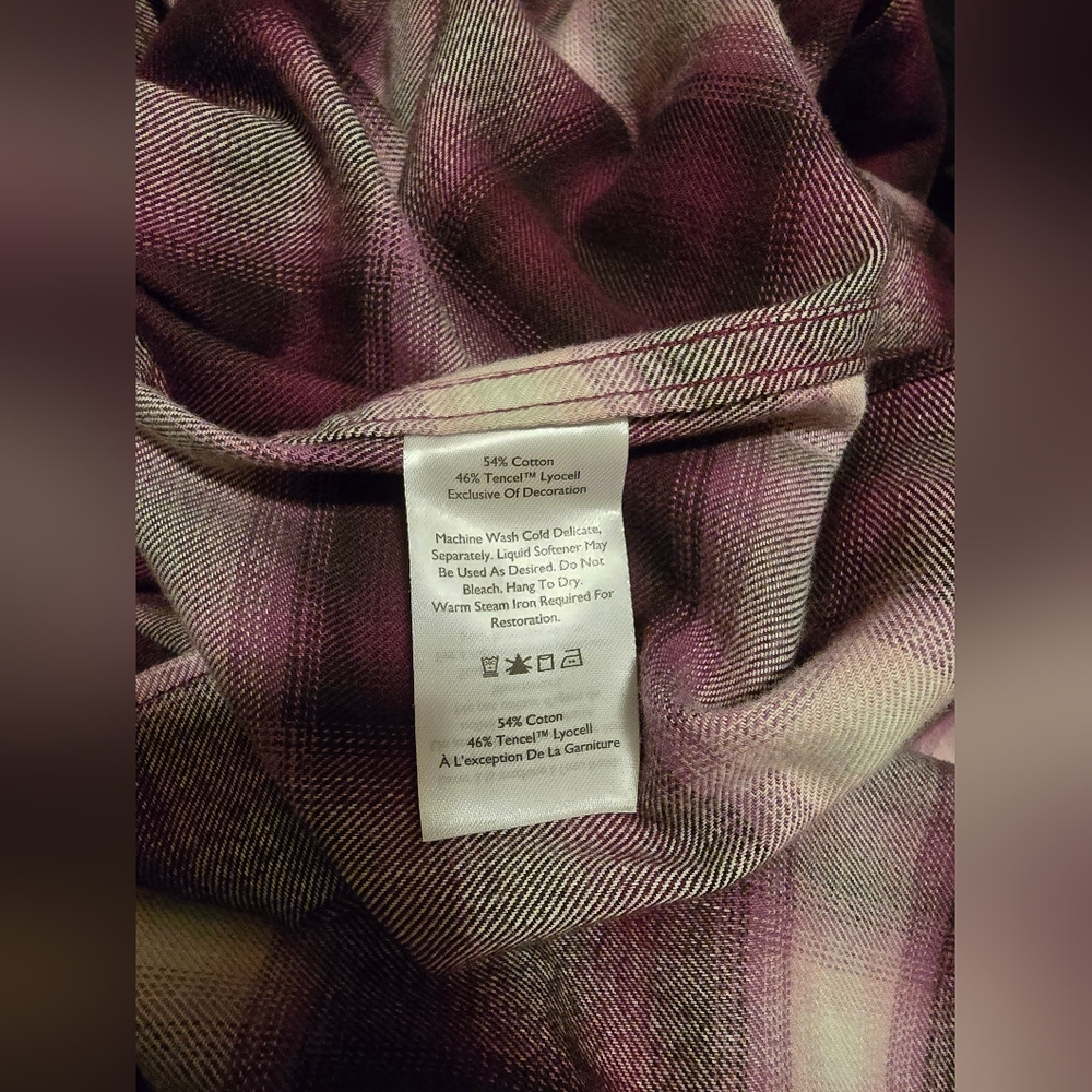 Eddie Bauer Firelight Flannel Blackberry Plaid Petite Small - Picture 5 of 9